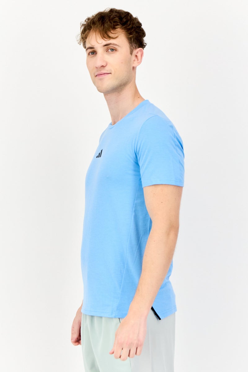 Adidas Men Sportswear Fit Short Sleeve Training T-Shirt, Blue - Image 3